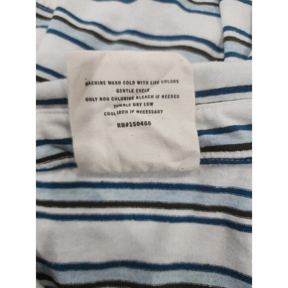 Mohnton Made Polo Shirt Golf White Striped Short Sleeve Men's Large - Picture 7 of 7